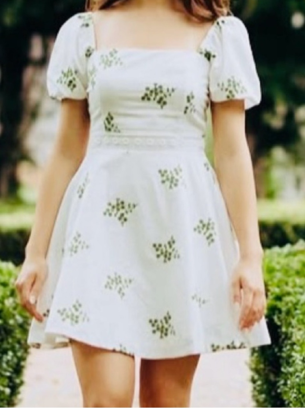NEW! White & Green Floral Mini Dress NWOT